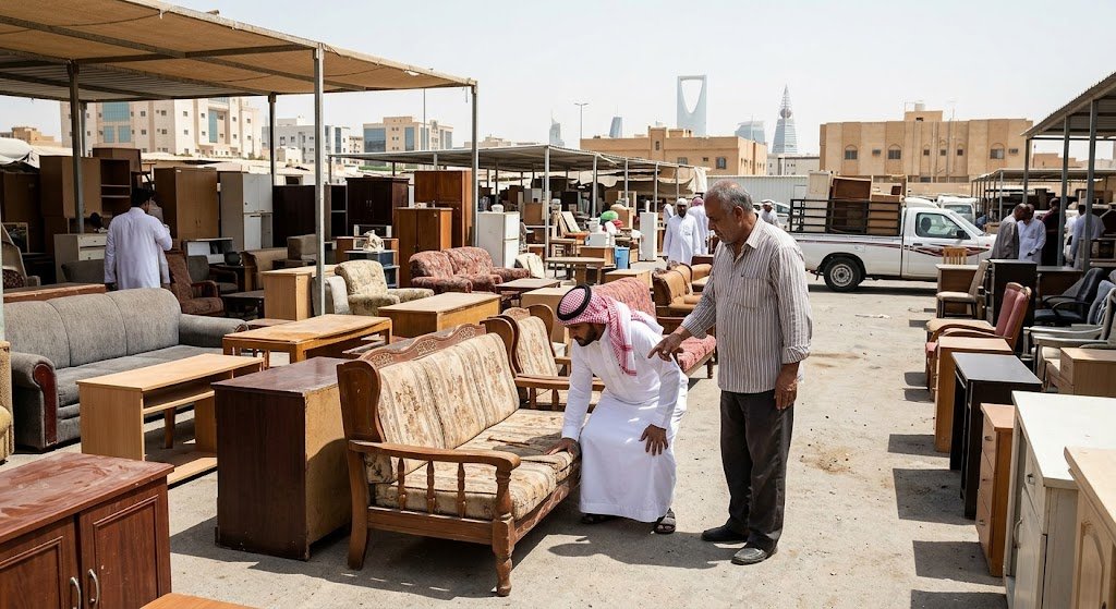عمال محترفون يقومون بوزن وتحميل الخردة والمعادن ضمن خدمات شراء سكراب حي الجامعة بجدة باستخدام سيارات نقل مجهزة لضمان الدقة والسرعة في الإنجاز
