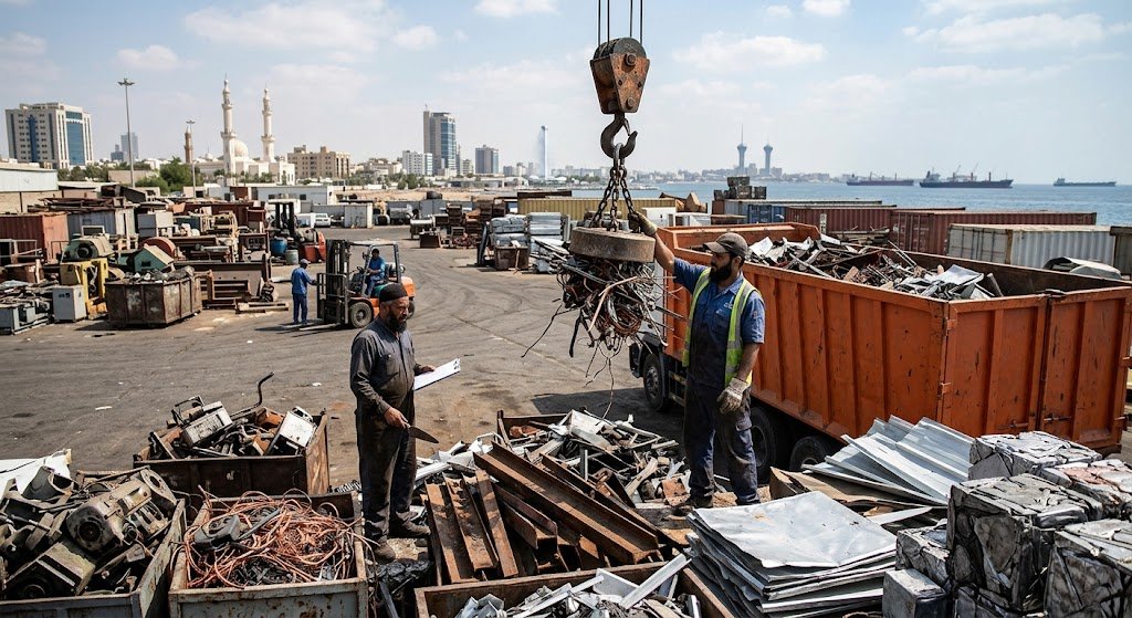 فريق متخصص يقوم بجمع وتقييم الخردة والمعادن ضمن خدمات نشتري سكراب حي المحمدية بجدة