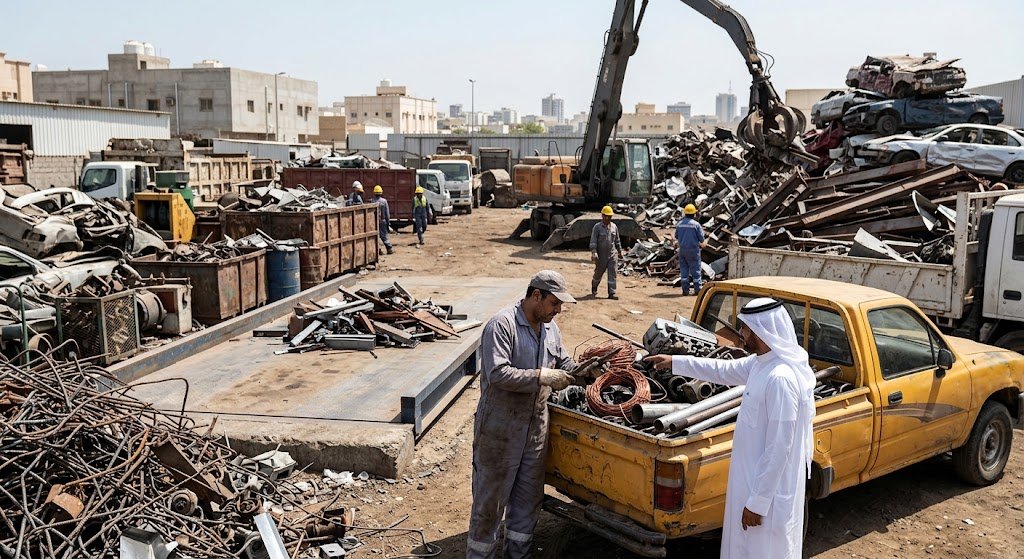 فريق متخصص يقوم بجمع وتقييم الخردة والمعادن ضمن خدمات نشتري سكراب حي أبحر بجدة